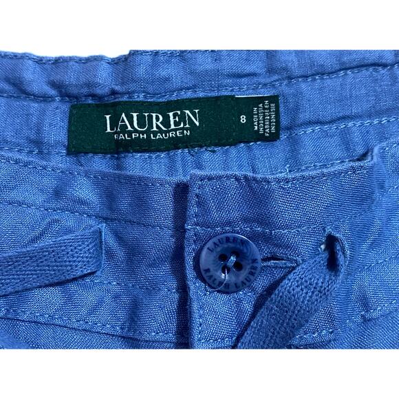 Lauren Ralph Lauren Blue Drawstring Pants — Linen Blend — RL Buckle — Size 8 - Picture 7 of 11